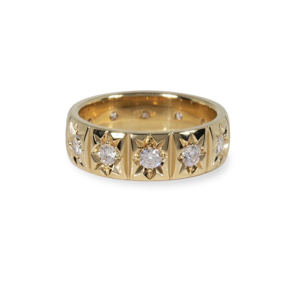 VINTAGE STAR SETTING DIAMOND BAND IN 14K YELLOW GOLD - ALL RINGS