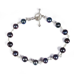 BLOSSOM BRACELET WITH BLACK FRESH WATER PEARLS