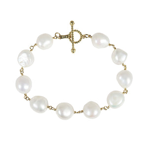 BLOSSOM BRACELET WITH WHITE BAROQUE PEARLS