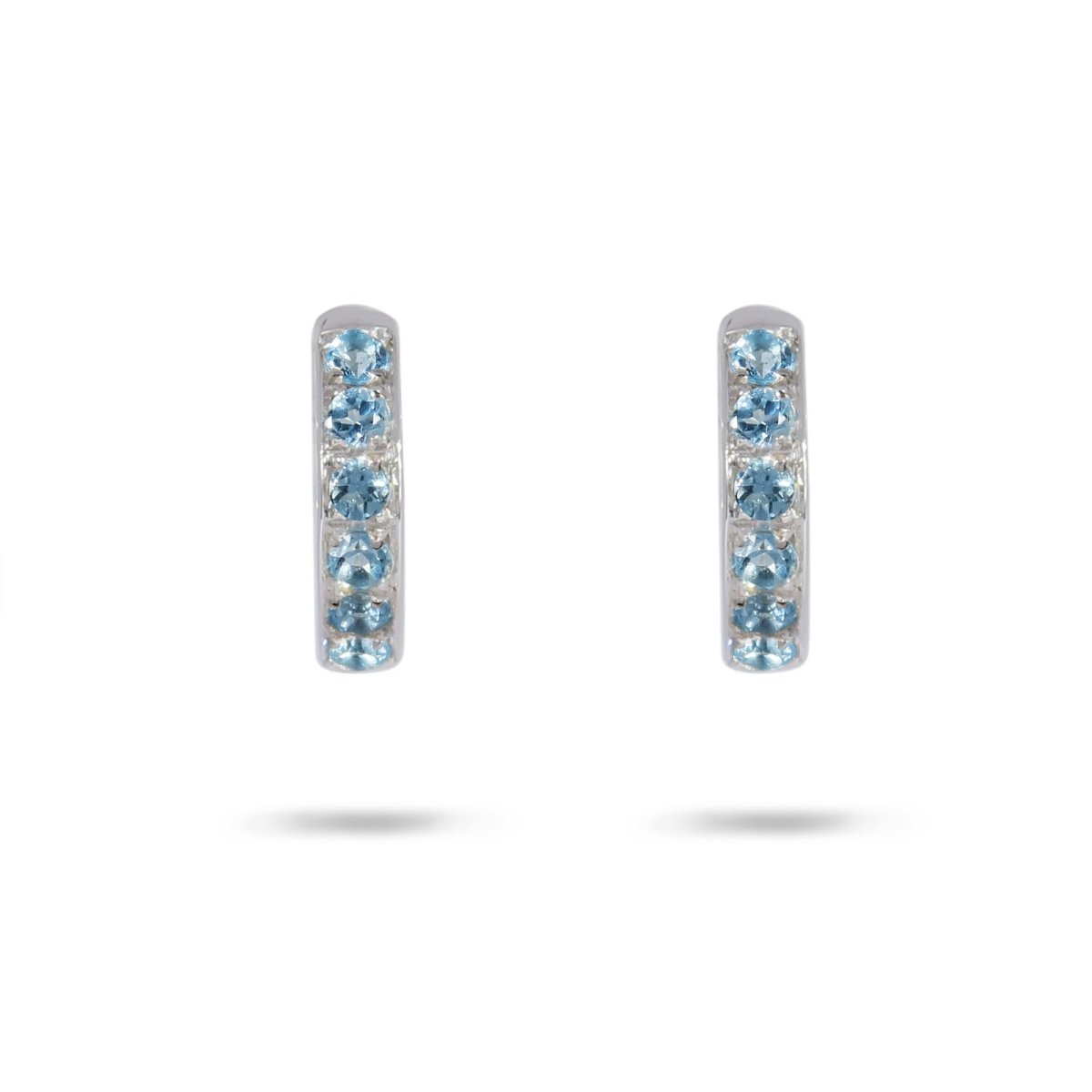 BLUE TOPAZ HUGGIE EARRINGS IN STERLING SILVER - EARRINGS