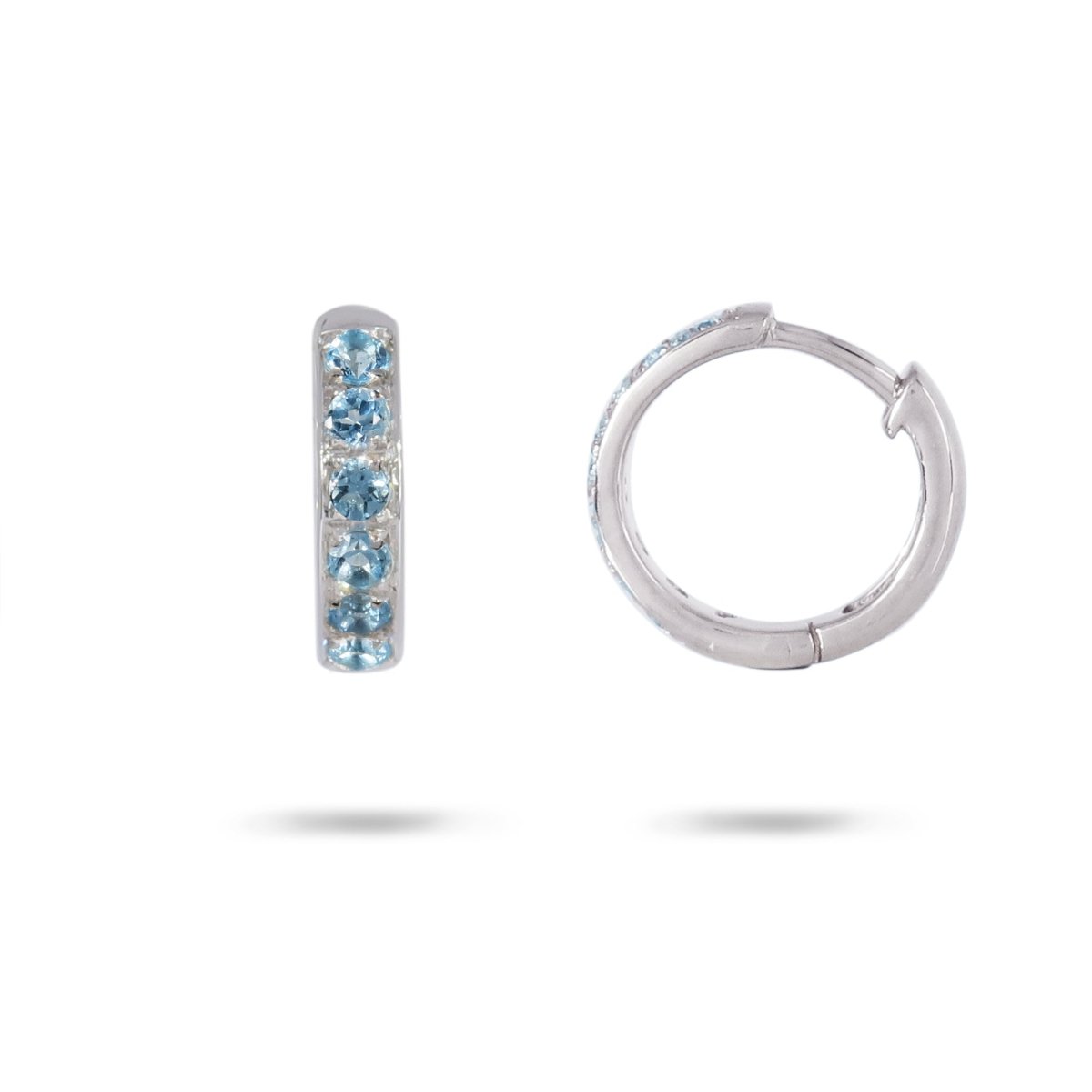 BLUE TOPAZ HUGGIE EARRINGS IN STERLING SILVER - EARRINGS