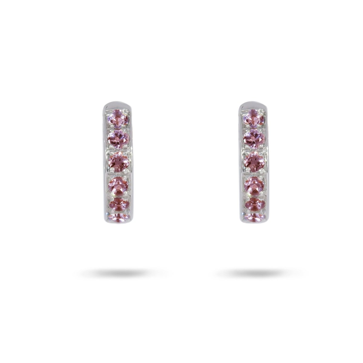 PINK TOURMALINE HUGGIE EARRINGS IN STERLING SILVER - EARRINGS