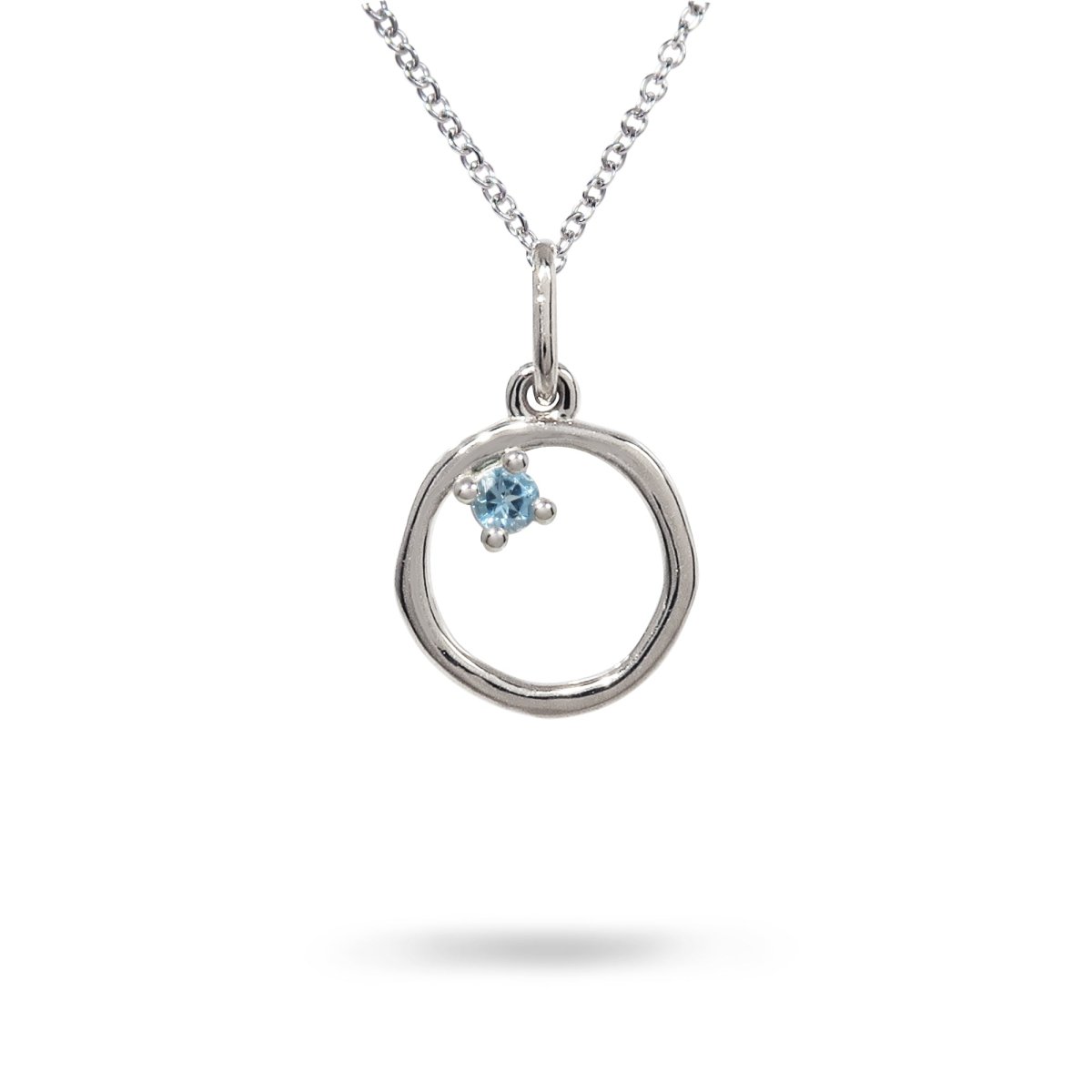 12MM ORGANIC CIRCLE WITH BLUE TOPAZ IN STERLING SILVER - NECKLACES