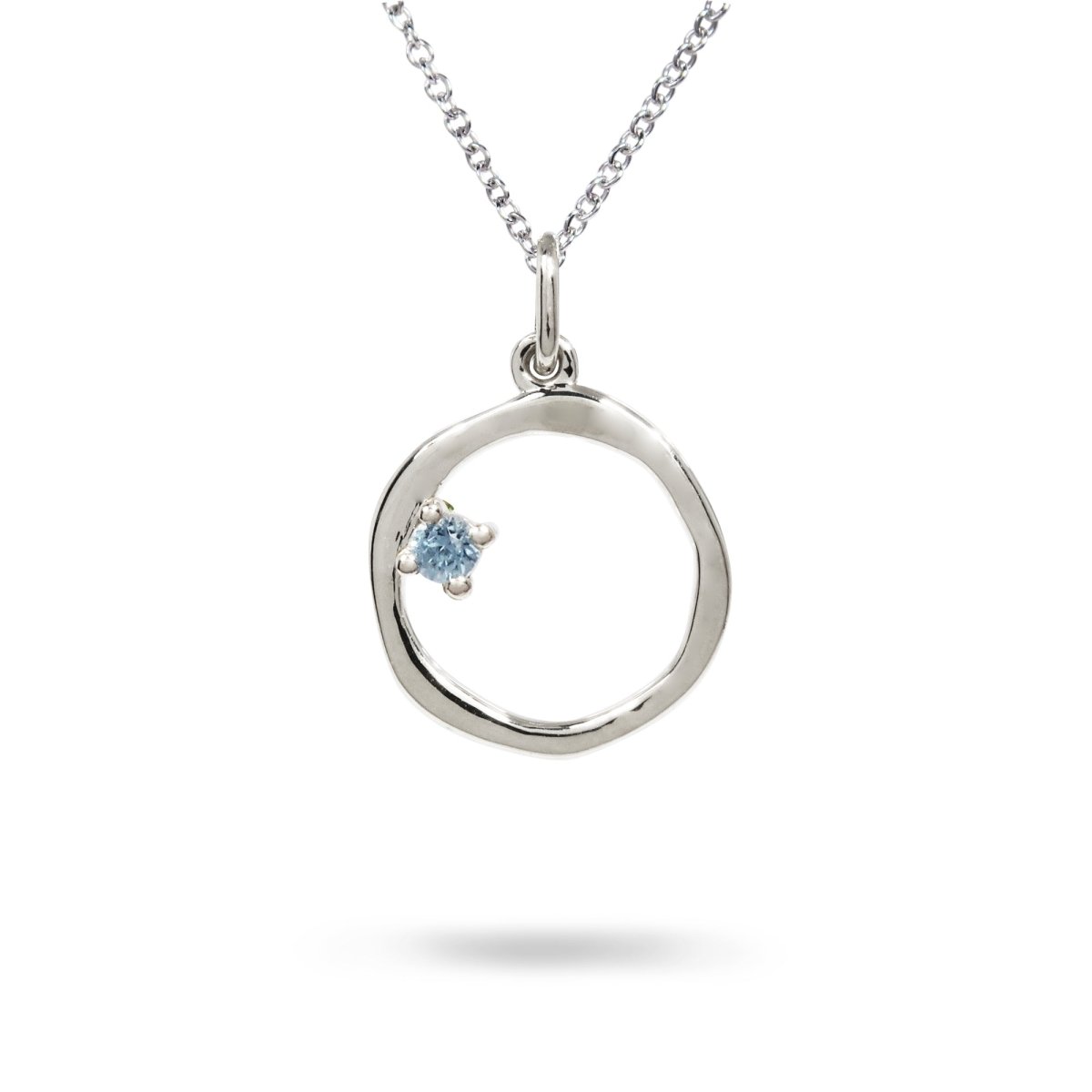 15MM ORGANIC CIRCLE WITH BLUE TOPAZ IN STERLING SILVER - NECKLACES