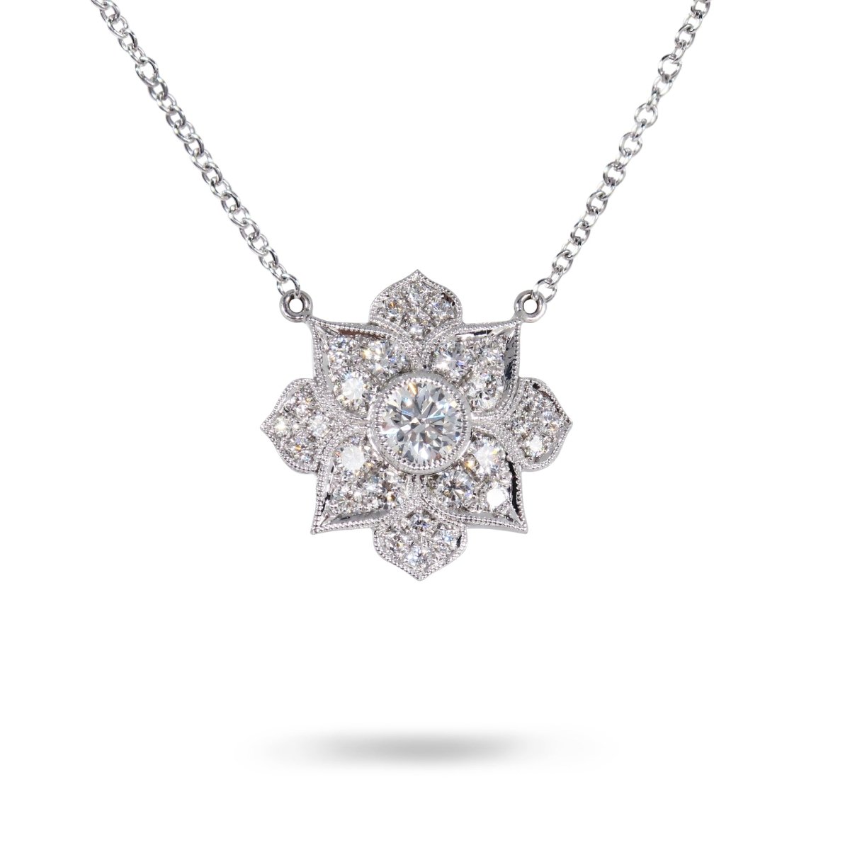 DAHLIA DIAMOND NECKLACE IN WHITE GOLD - NECKLACES
