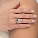 OVAL BLUE SAPPHIRE RING IN YELLOW GOLD AND PLATINUM - ALL RINGS