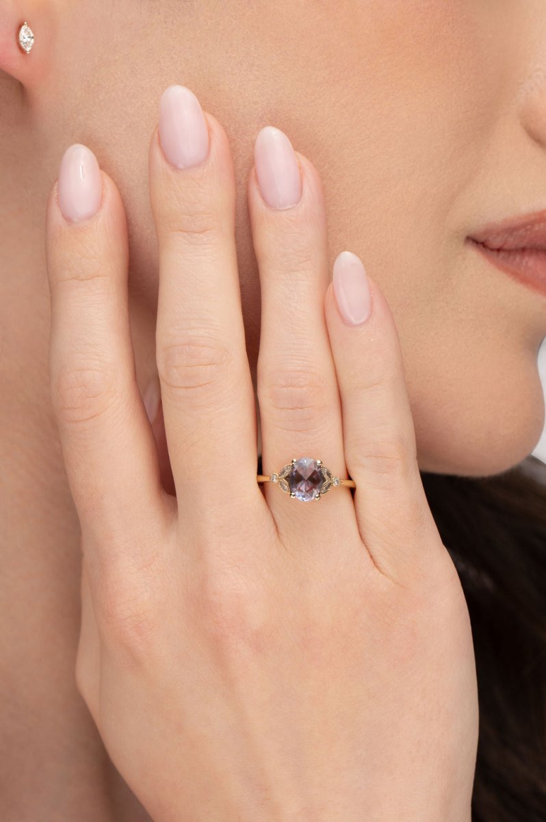 BEA RING WITH ROSE CUT PURPLE SAPPHIRE AND DIAMONDS - ALL RINGS