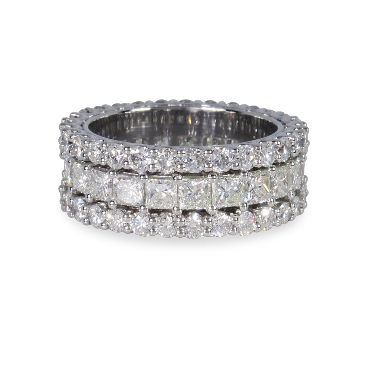 THREE ROW DIAMOND RING IN PLATINUM - ALL RINGS