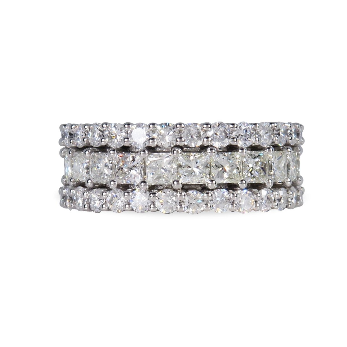 THREE ROW DIAMOND RING IN PLATINUM - ALL RINGS