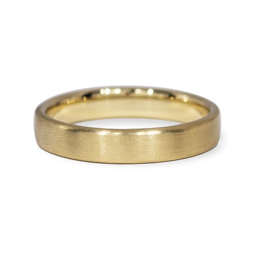 COMFORT FLAT TOP WEDDING BAND IN MATTE YELLOW GOLD - ALL RINGS