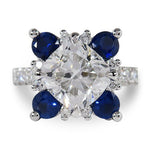 CUSHION CUT DIAMOND WITH BLUE SAPPHIRE ENGAGEMENT RING - ALL ENGAGEMENT RINGS