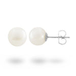 WHITE 7MM FRESHWATER PEARL STUD EARRINGS IN WHITE GOLD - EARRINGS