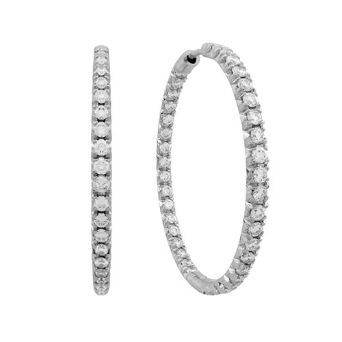 INSIDE OUT DIAMOND HOOP EARRINGS LARGE IN WHITE GOLD - EARRINGS