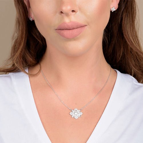 DAHLIA DIAMOND NECKLACE IN WHITE GOLD - NECKLACES