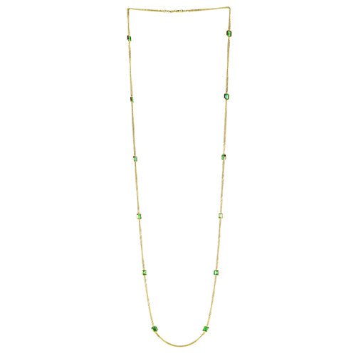 FLOATING EMERALD OPERA LENGTH NECKLACE IN 18 KARAT GOLD - NECKLACES