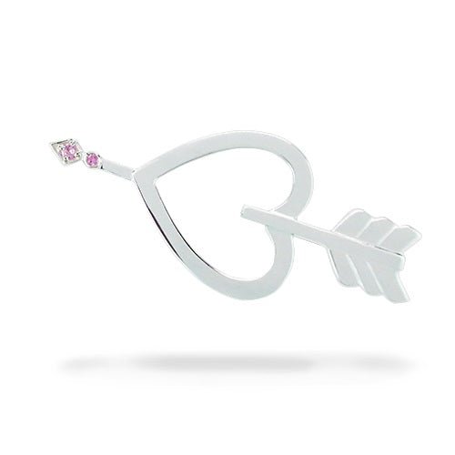 HEART & ARROW PINK GEMSTONE BROOCH IN SILVER - SILVER JEWELLERY
