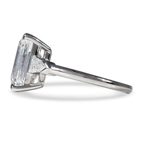 EMERALD CUT AND BULLET CUT DIAMOND ENGAGEMENT RING IN PLATINUM - ALL RINGS