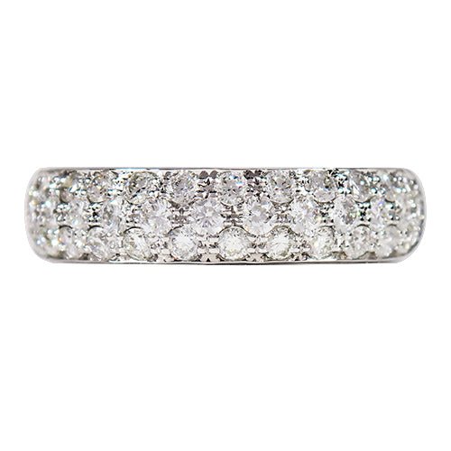 THREE ROW PAVÉ RING IN WHITE GOLD WITH DIAMONDS - ANNIVERSARY & CELEBRATION RINGS