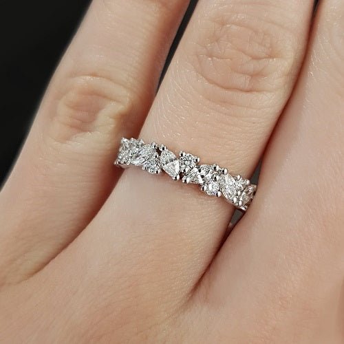 MARQUISE & ROUND BRILLIANT HALF ETERNITY BAND IN WHITE GOLD - ALL RINGS