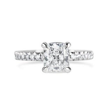 BELLA ENGAGEMENT RING IN WHITE GOLD WITH ONE CARAT CUSHION CUT DIAMOND - ALL RINGS