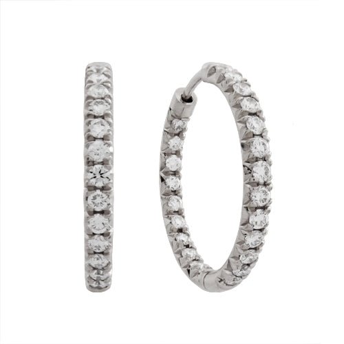 INSIDE OUT DIAMOND HOOP EARRINGS MEDIUM IN WHITE GOLD - EARRINGS