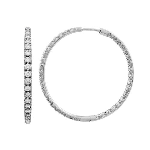 INSIDE OUT DIAMOND HOOP EARRINGS LARGE IN WHITE GOLD - EARRINGS
