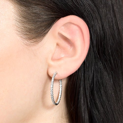 INSIDE OUT DIAMOND HOOP EARRINGS LARGE IN WHITE GOLD - EARRINGS