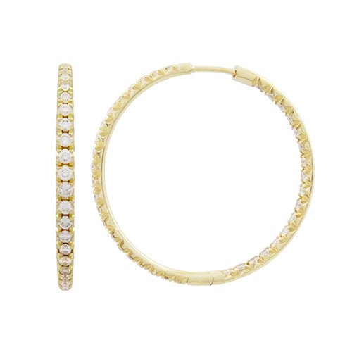 INSIDE OUT DIAMOND HOOP EARRINGS LARGE IN YELLOW GOLD - EARRINGS