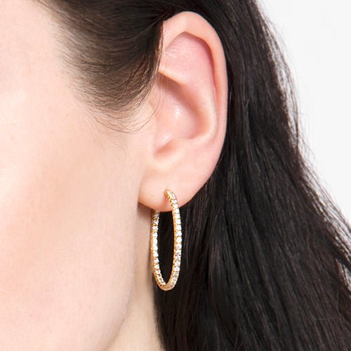 INSIDE OUT DIAMOND HOOP EARRINGS LARGE IN YELLOW GOLD - EARRINGS