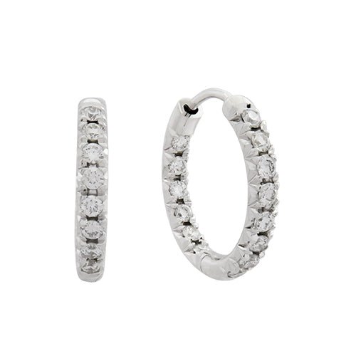 INSIDE OUT DIAMOND HOOP EARRINGS SMALL IN WHITE GOLD - EARRINGS
