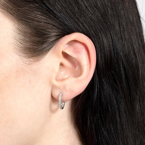 INSIDE OUT DIAMOND HOOP EARRINGS SMALL IN WHITE GOLD - EARRINGS