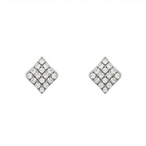 TINY FLAME STUD EARRINGS IN WHITE GOLD WITH DIAMONDS - EARRINGS