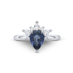 GLORIA SAPPHIRE AND DIAMOND ENGAGEMENT RING - ALL ENGAGEMENT RINGS