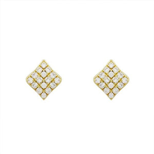 TINY FLAME STUD EARRINGS IN YELLOW GOLD WITH DIAMONDS - EARRINGS