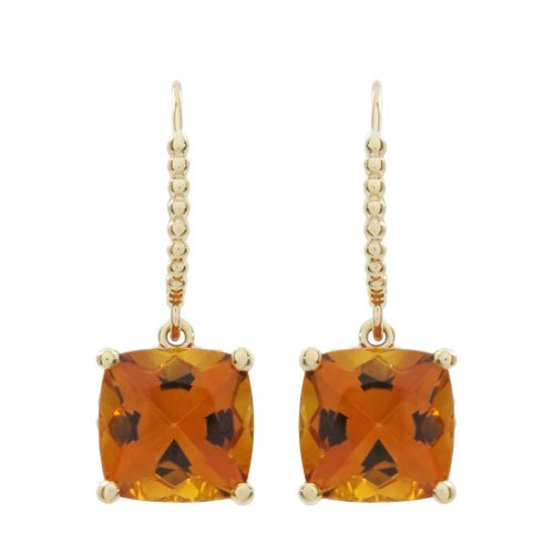 TESSA DROP EARRINGS IN YELLOW GOLD WITH CITRINES - EARRINGS