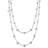 TIED BLUE QUARTZ ON SILVER CHAIN NECKLACE - NECKLACES
