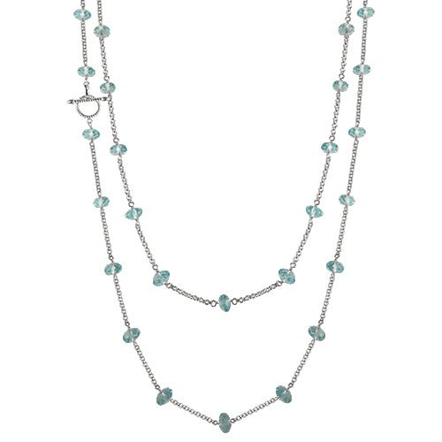 TIED BLUE QUARTZ ON SILVER CHAIN NECKLACE - NECKLACES