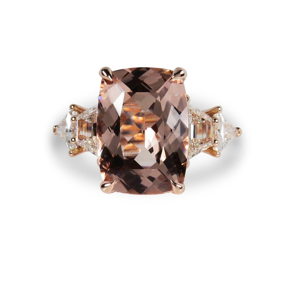 MORGANITE & DIAMOND COCKTAIL RING IN 14K ROSE GOLD - 