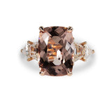 MORGANITE & DIAMOND COCKTAIL RING IN 14K ROSE GOLD - 