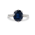 CUSTOM BLUE SAPPHIRE & DIAMOND RING IN 14K WHITE GOLD -