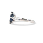 CUSTOM BLUE SAPPHIRE & DIAMOND RING IN 14K WHITE GOLD -