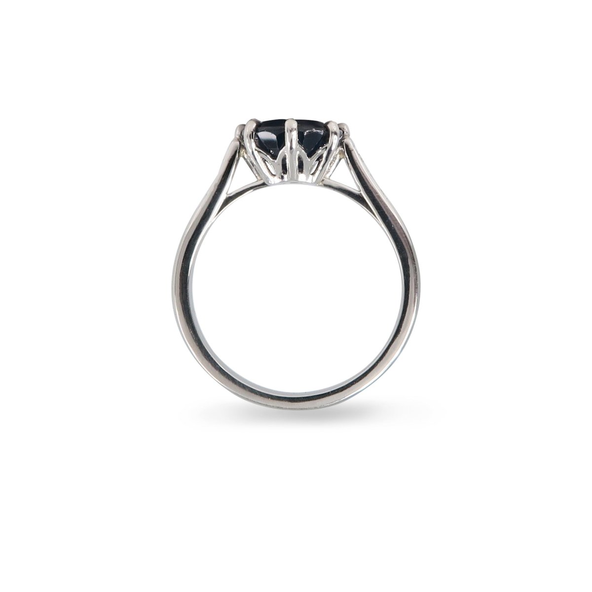 CUSTOM BLUE SAPPHIRE & DIAMOND RING IN 14K WHITE GOLD -