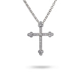 BUDDED CROSS PENDANT IN 14K WHITE GOLD - 