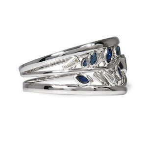 EMERALD CUT DIAMOND AND BLUE SAPPHIRE RING - ALL RINGS