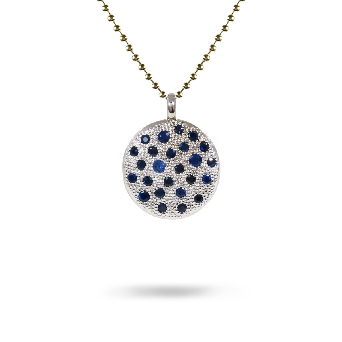 COBBLESTONE BLUE SAPPHIRE PENDANT IN 14K WHITE GOLD - 