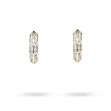KNIFE EDGE SMALL HUGGIE HOOPS WITH DIAMOND IN YELLOW GOLD