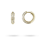 KNIFE EDGE SMALL HUGGIE HOOPS WITH DIAMOND IN YELLOW GOLD