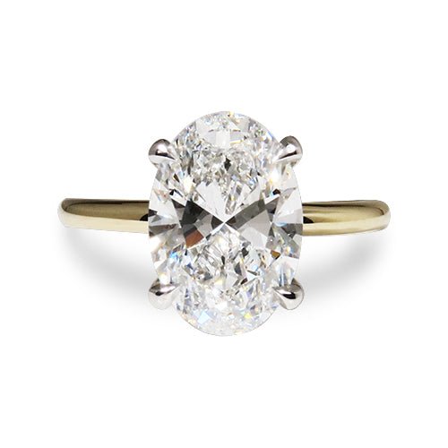 OVAL CUT LAB GROWN DIAMOND RING IN 14 YELLOW GOLD AND PLATINUM - ALL ENGAGEMENT RINGS