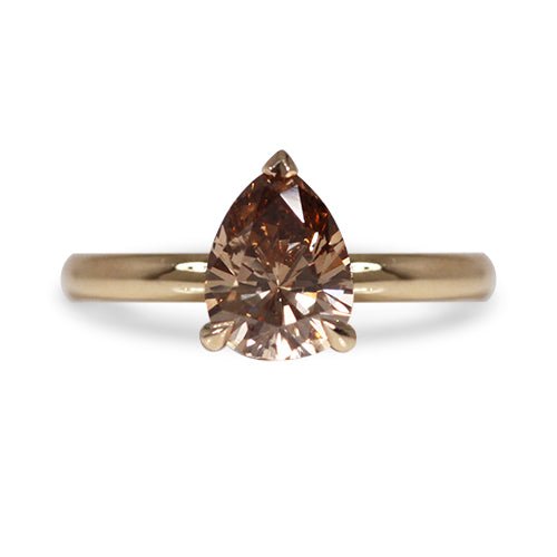 PEAR CUT CHAMPAGNE DIAMOND IN YELLOW GOLD - ALL RINGS