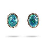 BLACK OPAL EARRINGS IN YELLOW GOLD - 